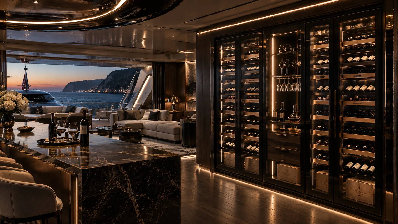 Premium şarap dolabı modern mutfakta